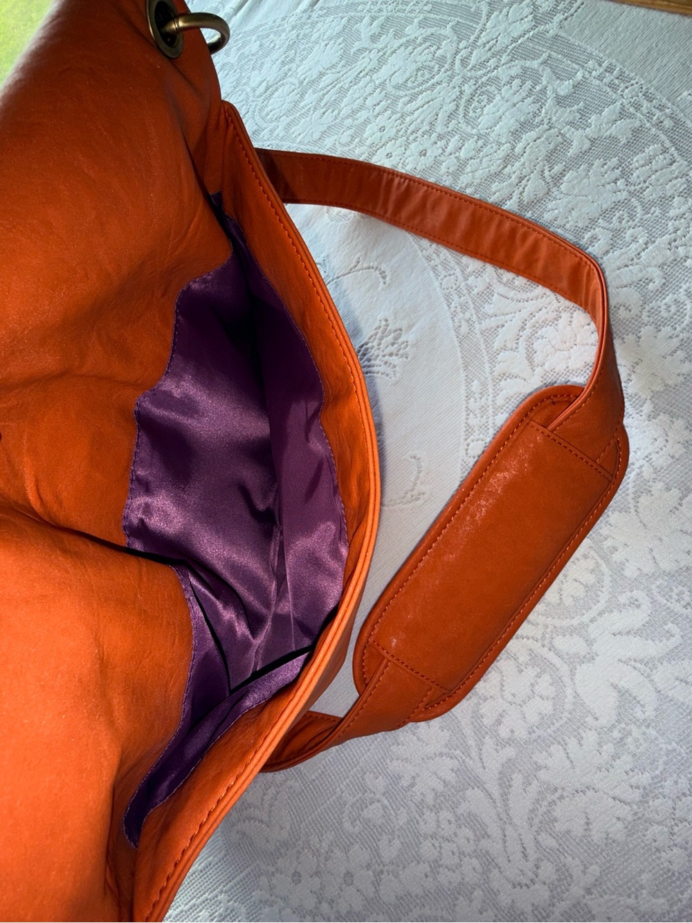 Kelly Moore Orange Vegan Leather Convertible Crossbody Shoulder Camera Bag Purse - Picture 6 of 13